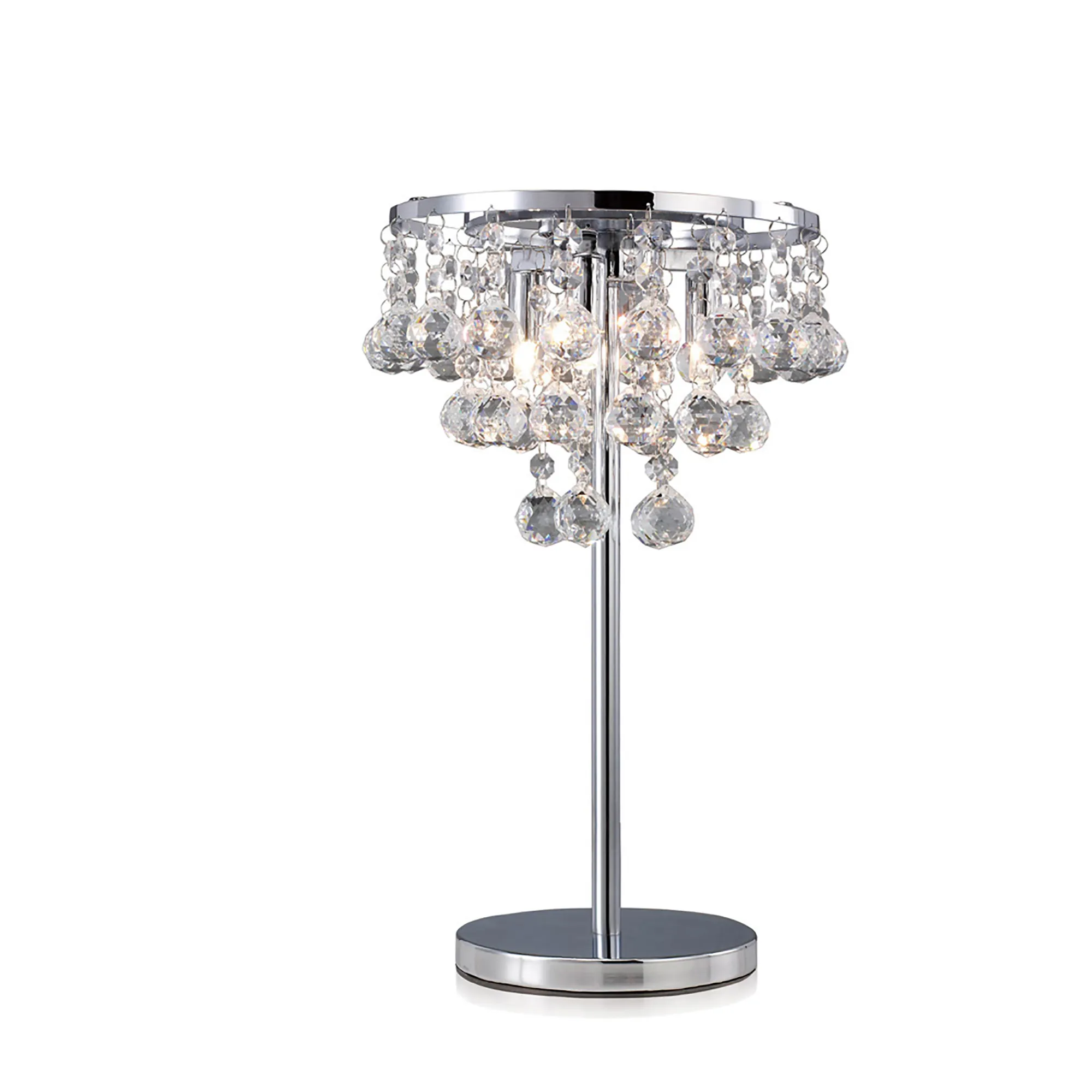 Atla Polished Chrome Crystal Table Lamps Diyas Designer Table Lamps